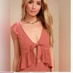 Lucky Love Tie front Cropped Top sz Small
